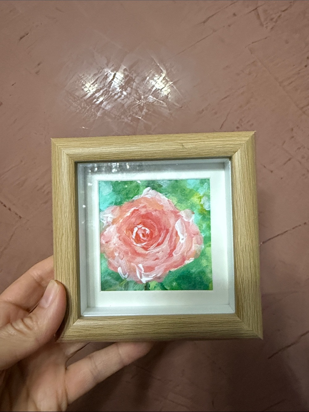 Framed Pink Rose Watercolor Art - Home Art